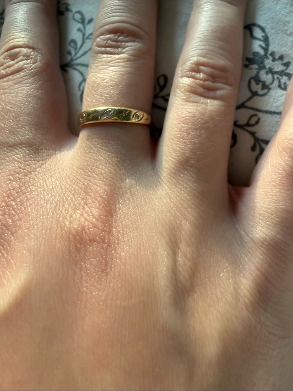 14k Gold Band with Celestial Design